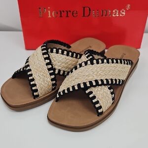 Pierre Dumas Caliso-12 Woven Tan and Black Sandals